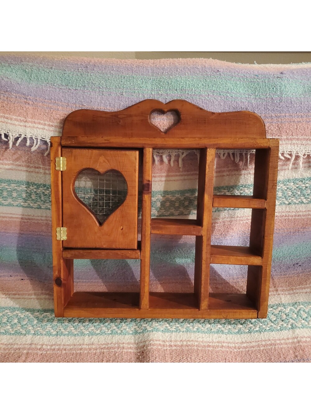 Vintage Heart Cut Out Wood Shelf Curio